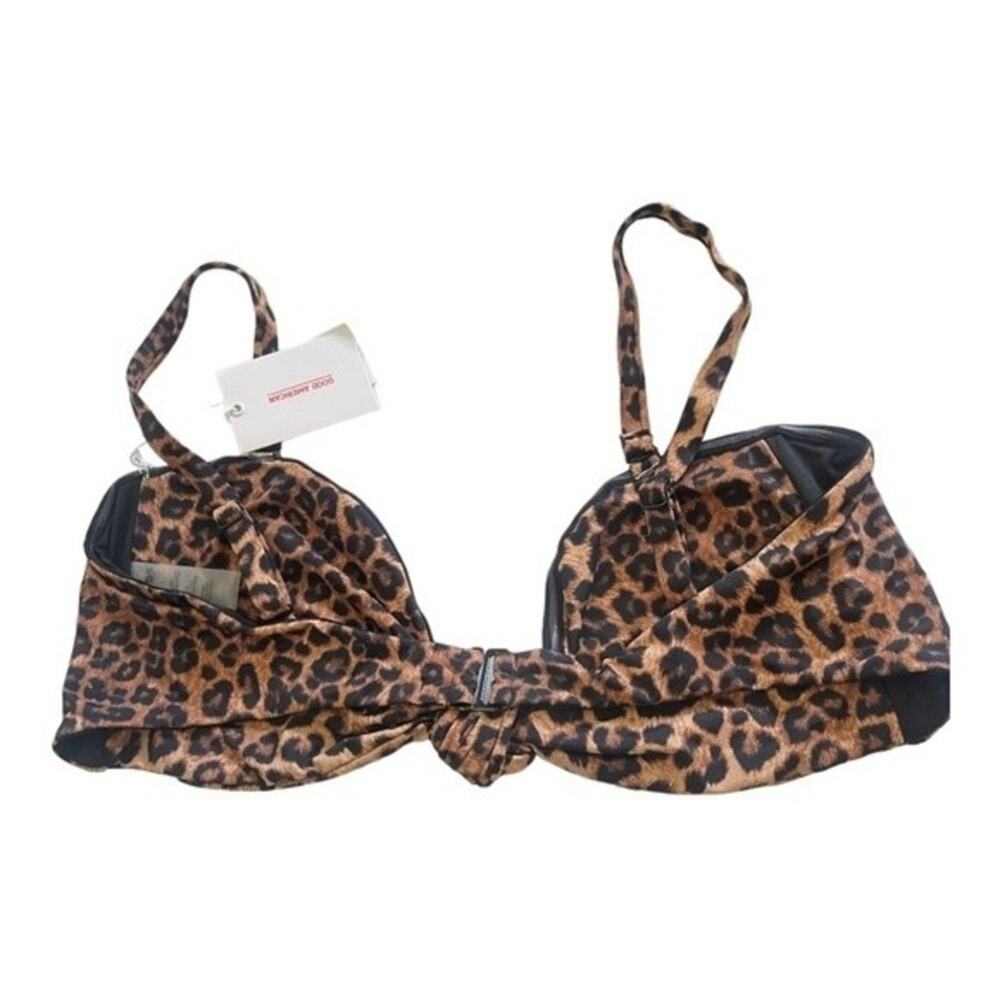 Good American Better Bikini Top Tie Front Leopard Print Summer Beachy 4XL Pool - Picture 4 of 9